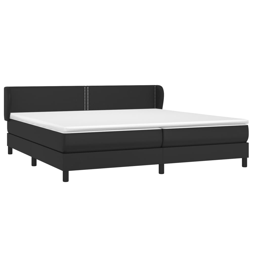 vidaXL Κρεβάτι Boxspring με Στρώμα Μαύρο 200x200 εκ. Συνθετικό Δέρμα