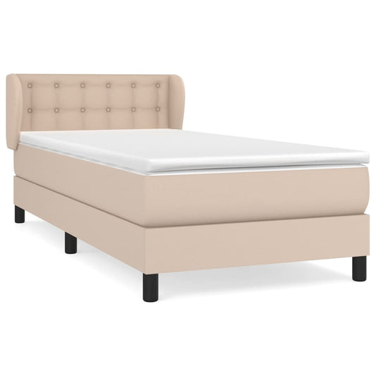 vidaXL Κρεβάτι Boxspring με Στρώμα Καπουτσίνο 90x200εκ.από Συνθ. Δέρμα