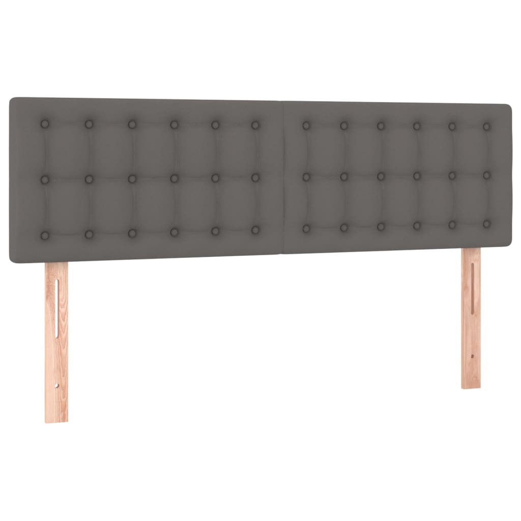 vidaXL Κρεβάτι Boxspring με Στρώμα Γκρι 140x200εκ. από Συνθετικό Δέρμα