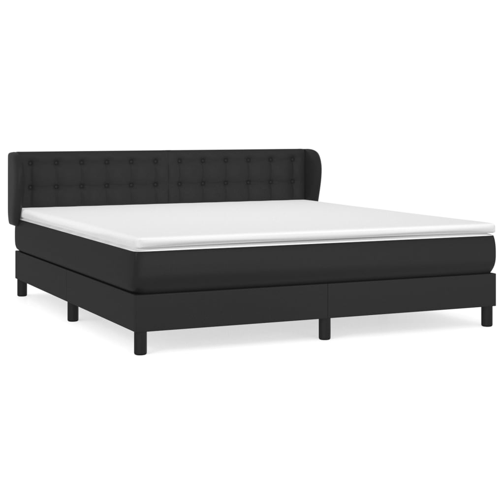 vidaXL Κρεβάτι Boxspring με Στρώμα Μαύρο 160x200εκ.από Συνθετικό Δέρμα