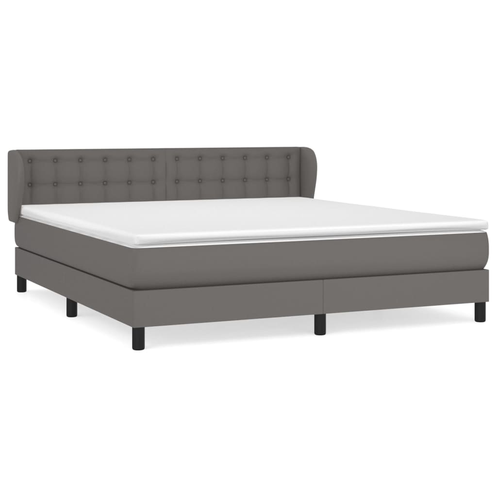 vidaXL Κρεβάτι Boxspring με Στρώμα Γκρι 160x200εκ. από Συνθετικό Δέρμα