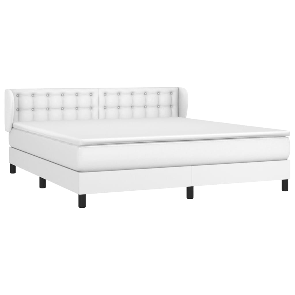 vidaXL Κρεβάτι Boxspring με Στρώμα Λευκό 180x200 εκ. Συνθετικό Δέρμα