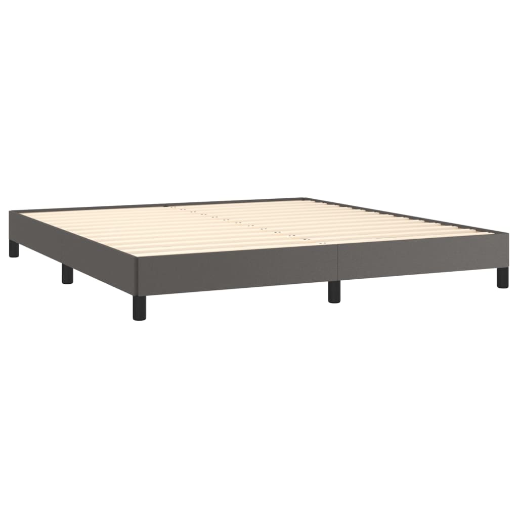 vidaXL Κρεβάτι Boxspring με Στρώμα Γκρι 180x200 εκ. Συνθετικό Δέρμα