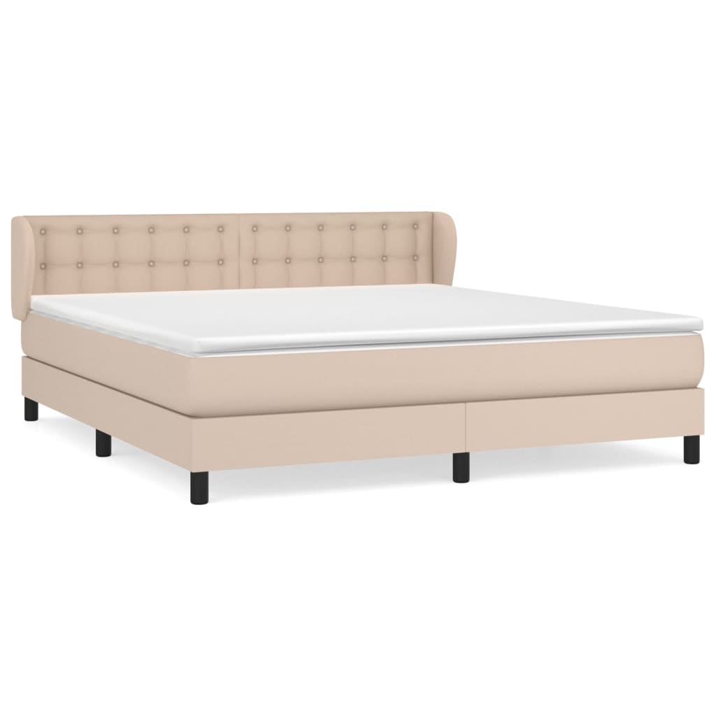 vidaXL Κρεβάτι Boxspring με Στρώμα Καπουτσίνο 180x200 εκ. Συνθ. Δέρμα