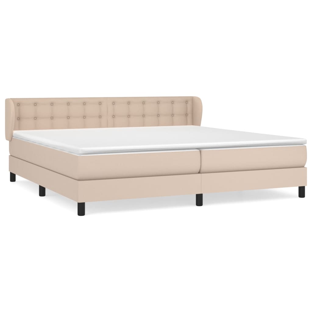 vidaXL Κρεβάτι Boxspring με Στρώμα Καπουτσίνο 200x200εκ.από Συνθ.Δέρμα