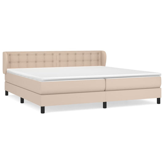 vidaXL Κρεβάτι Boxspring με Στρώμα Καπουτσίνο 200x200εκ.από Συνθ.Δέρμα
