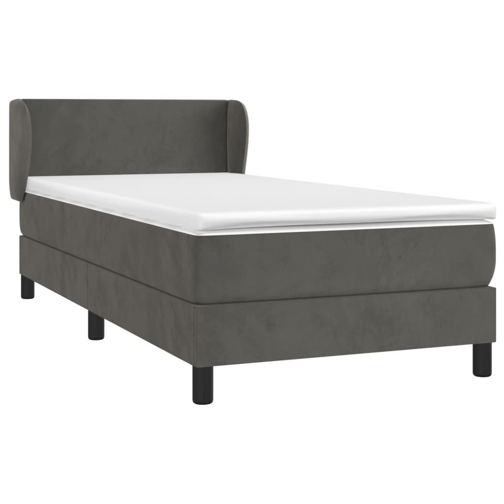 vidaXL Κρεβάτι Boxspring με Στρώμα Σκούρο Γκρι 80x200 εκ. Βελούδινο