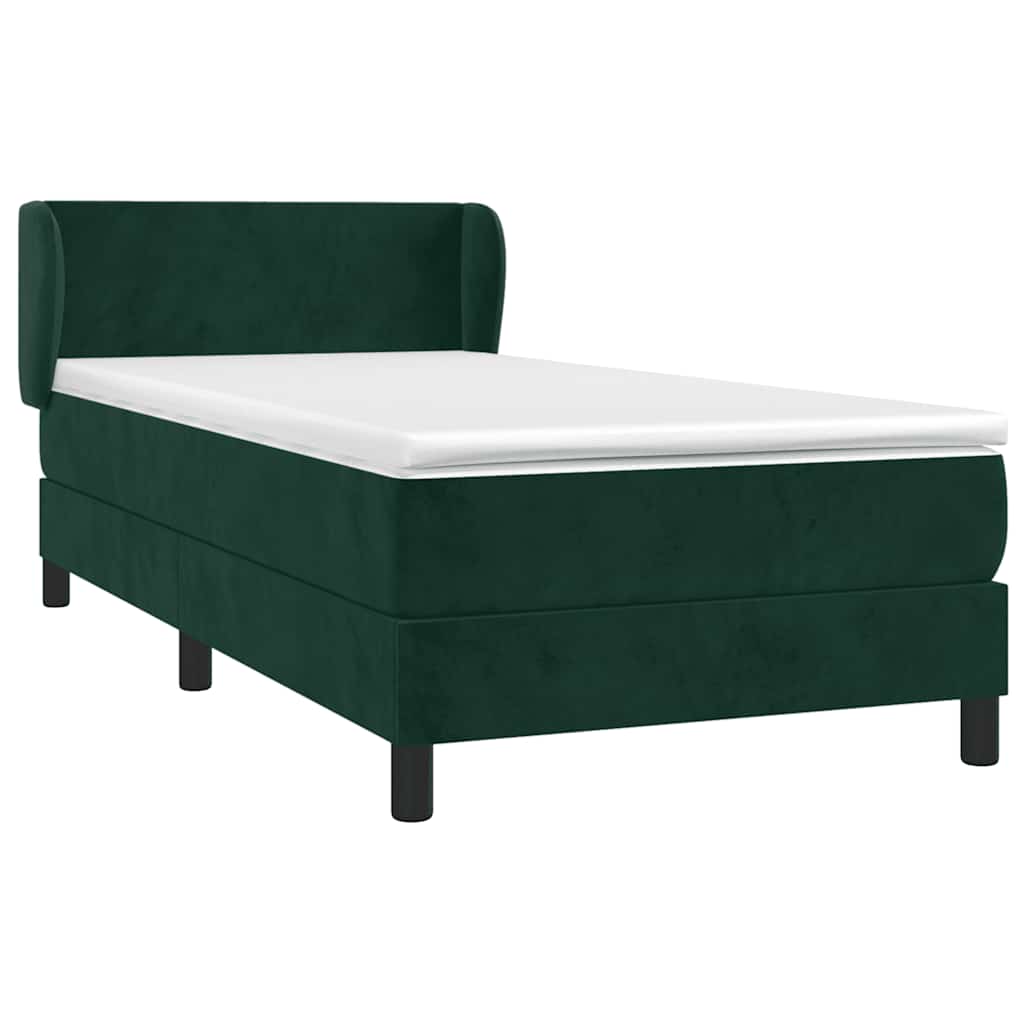 vidaXL Κρεβάτι Boxspring με Στρώμα Σκούρο Πράσινο 80x200 εκ. Βελούδινο