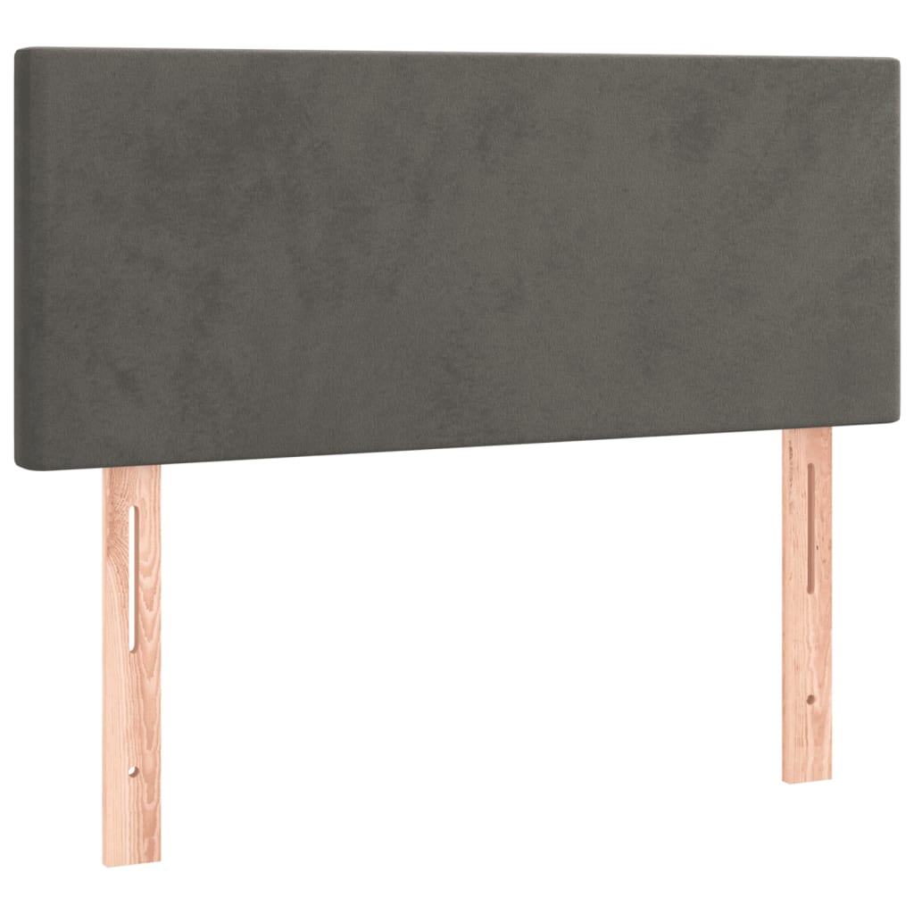 vidaXL Κρεβάτι Boxspring με Στρώμα Σκούρο Γκρι 90x190 εκ. Βελούδινο