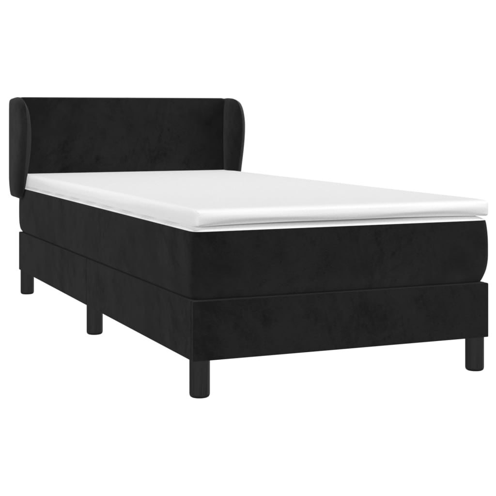 vidaXL Κρεβάτι Boxspring με Στρώμα Μαύρο 90x190 εκ. Βελούδινο