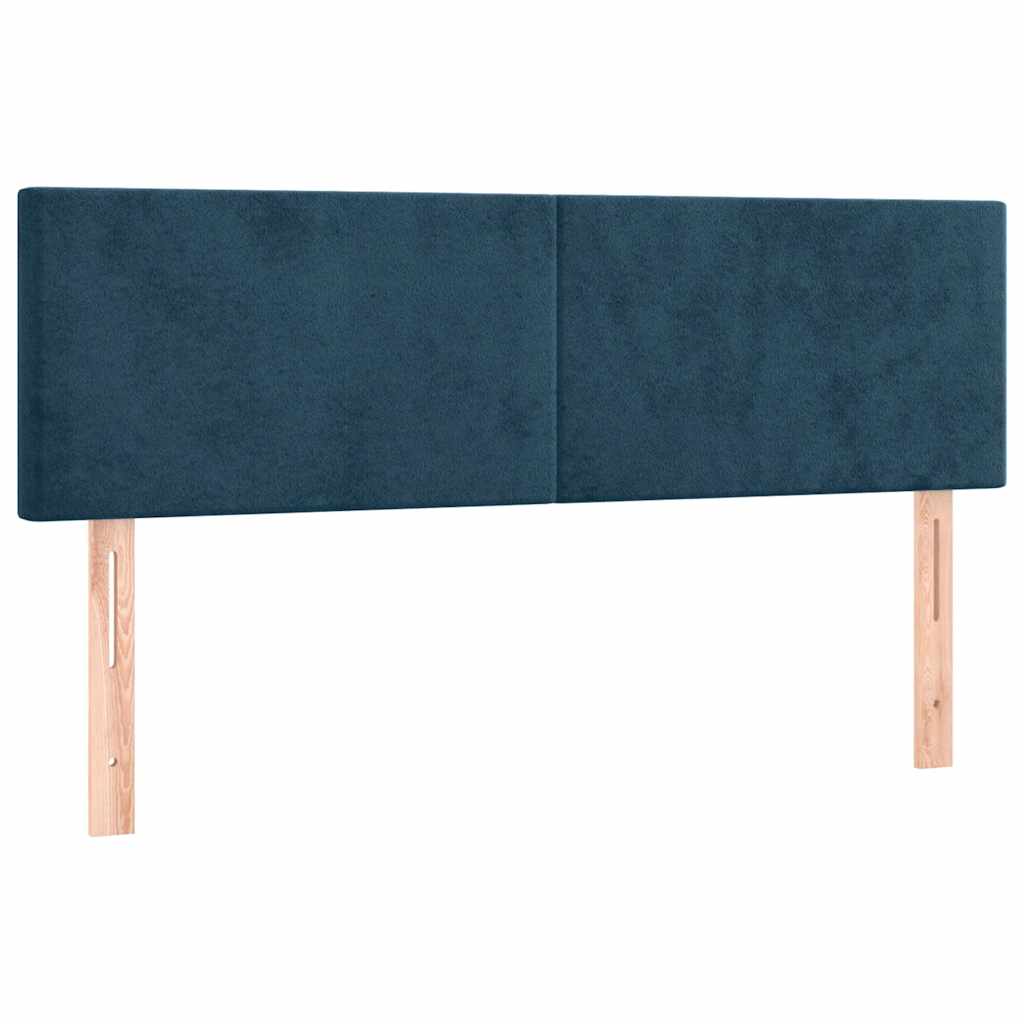 vidaXL Κρεβάτι Boxspring με Στρώμα Σκούρο Μπλε 140x190 εκ. Βελούδινο