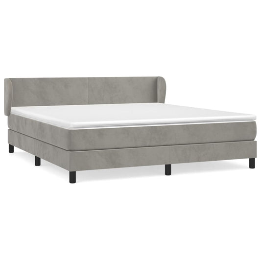 vidaXL Κρεβάτι Boxspring με Στρώμα Ανοιχτό Γκρι 160x200 εκ. Βελούδινο