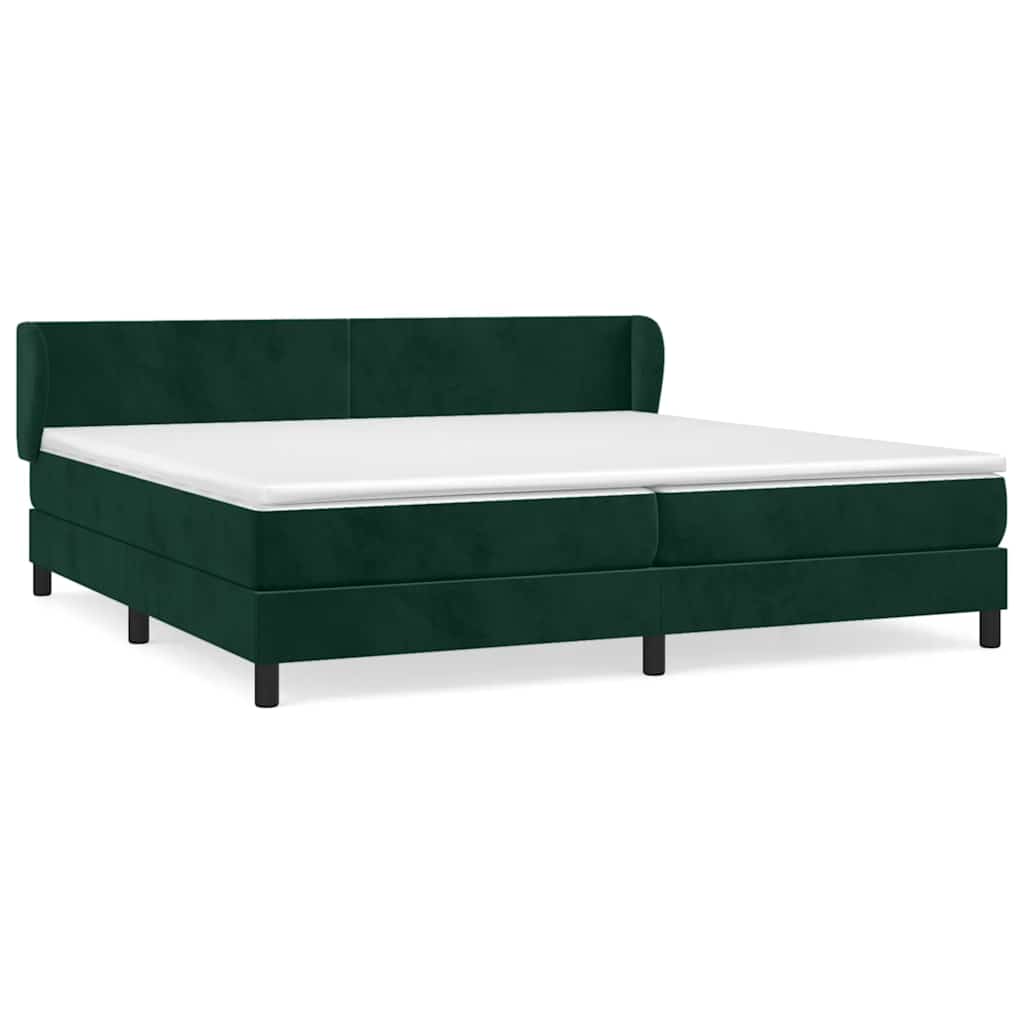 vidaXL Κρεβάτι Boxspring με Στρώμα Σκούρο Πράσινο 200x200εκ. Βελούδινο
