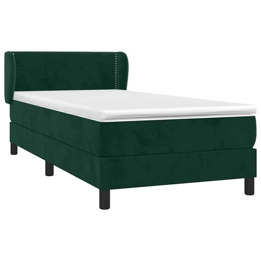 vidaXL Κρεβάτι Boxspring με Στρώμα Σκούρο Πράσινο 80x200 εκ. Βελούδινο