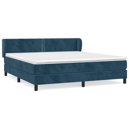 vidaXL Κρεβάτι Boxspring με Στρώμα Σκούρο Μπλε 160x200 εκ. Βελούδινο