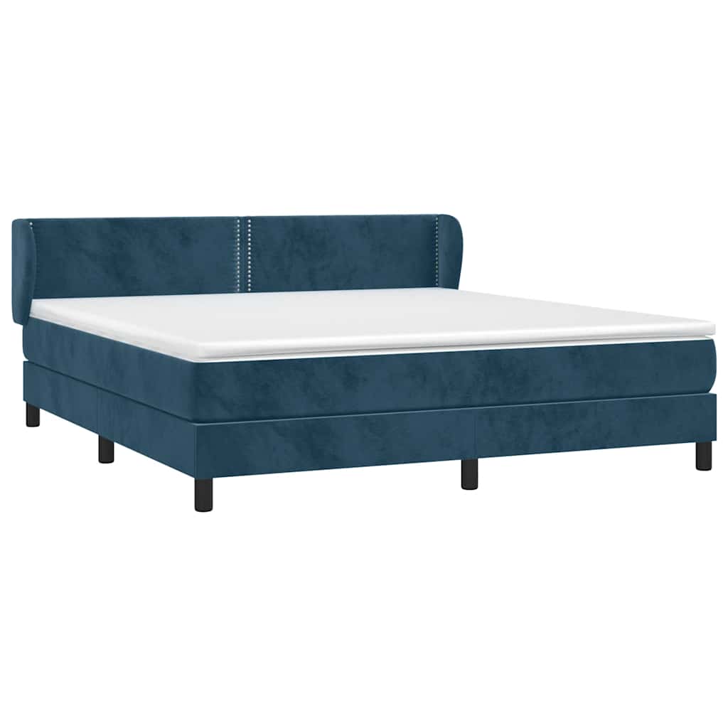 vidaXL Κρεβάτι Boxspring με Στρώμα Σκούρο Μπλε 180x200 εκ. Βελούδινο