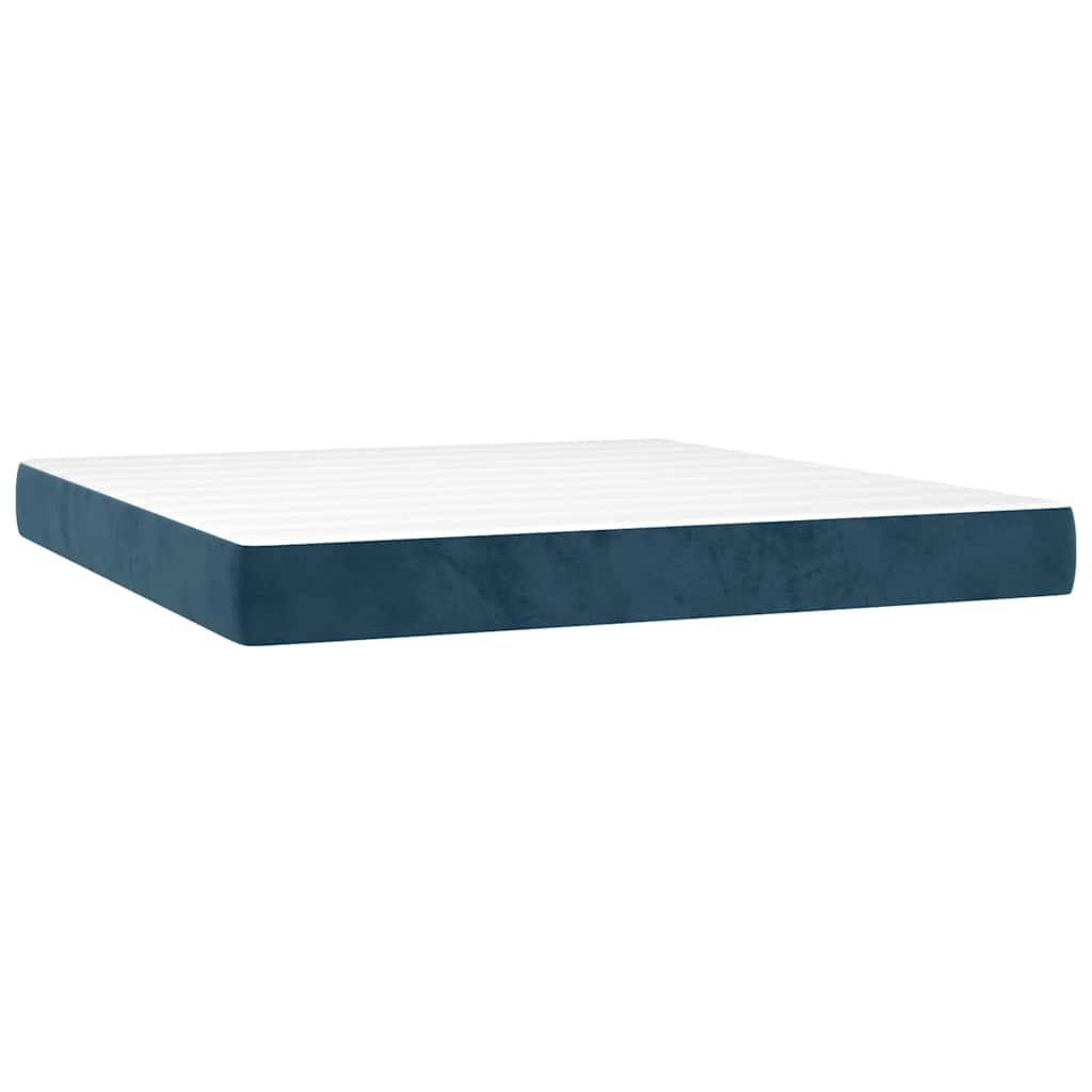 vidaXL Κρεβάτι Boxspring με Στρώμα Σκούρο Μπλε 180x200 εκ. Βελούδινο