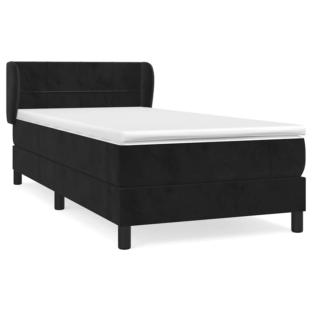 vidaXL Κρεβάτι Boxspring με Στρώμα Μαύρο 90x190 εκ. Βελούδινο