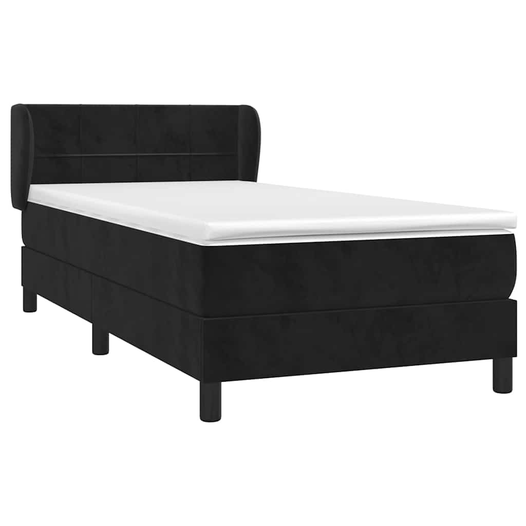 vidaXL Κρεβάτι Boxspring με Στρώμα Μαύρο 90x190 εκ. Βελούδινο