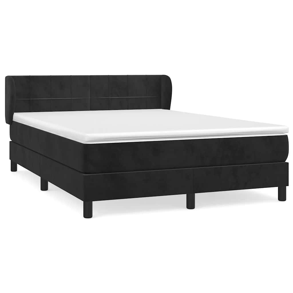 vidaXL Κρεβάτι Boxspring με Στρώμα Μαύρο 140x190 εκ. Βελούδινο
