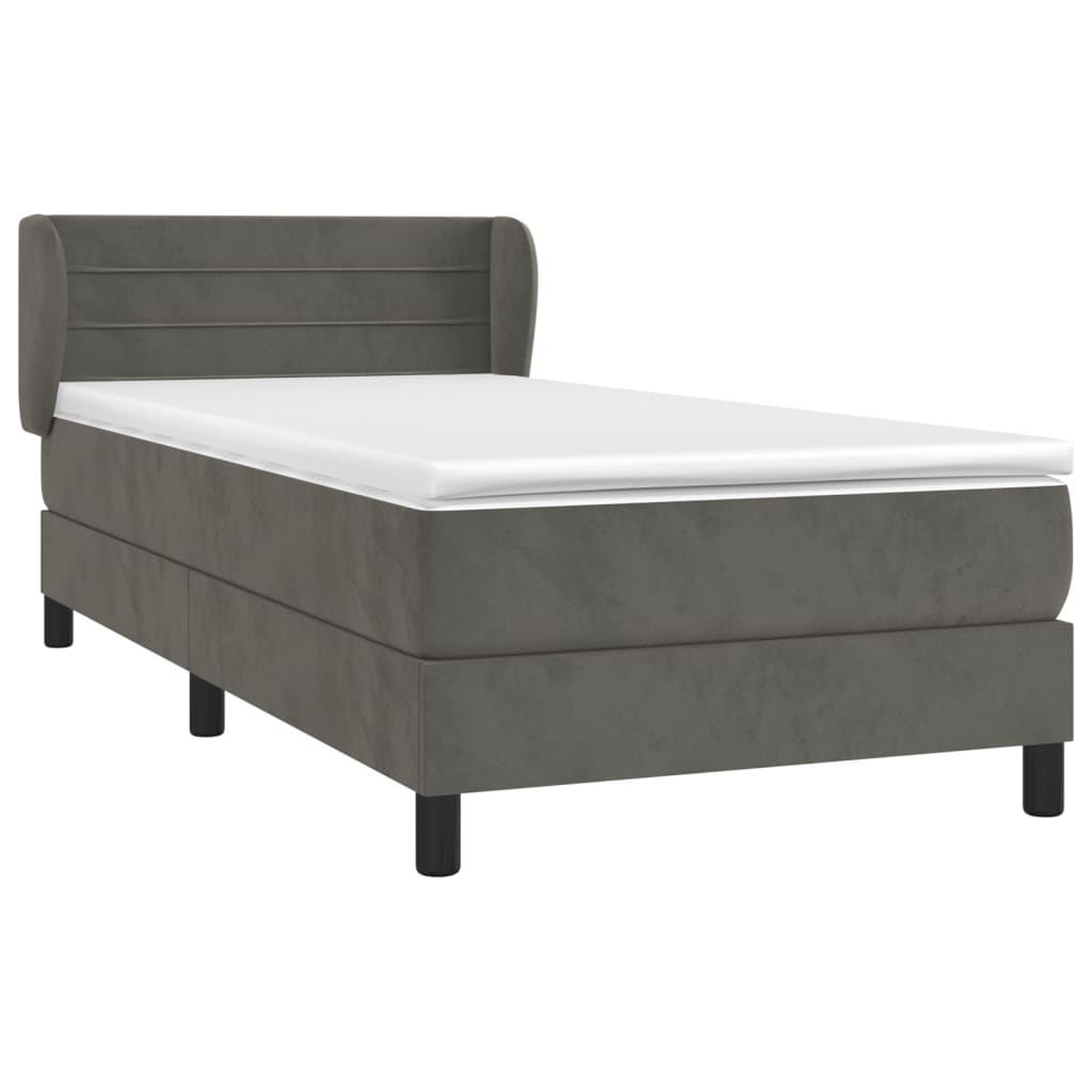 vidaXL Κρεβάτι Boxspring με Στρώμα Σκούρο Γκρι 80x200 εκ. Βελούδινο