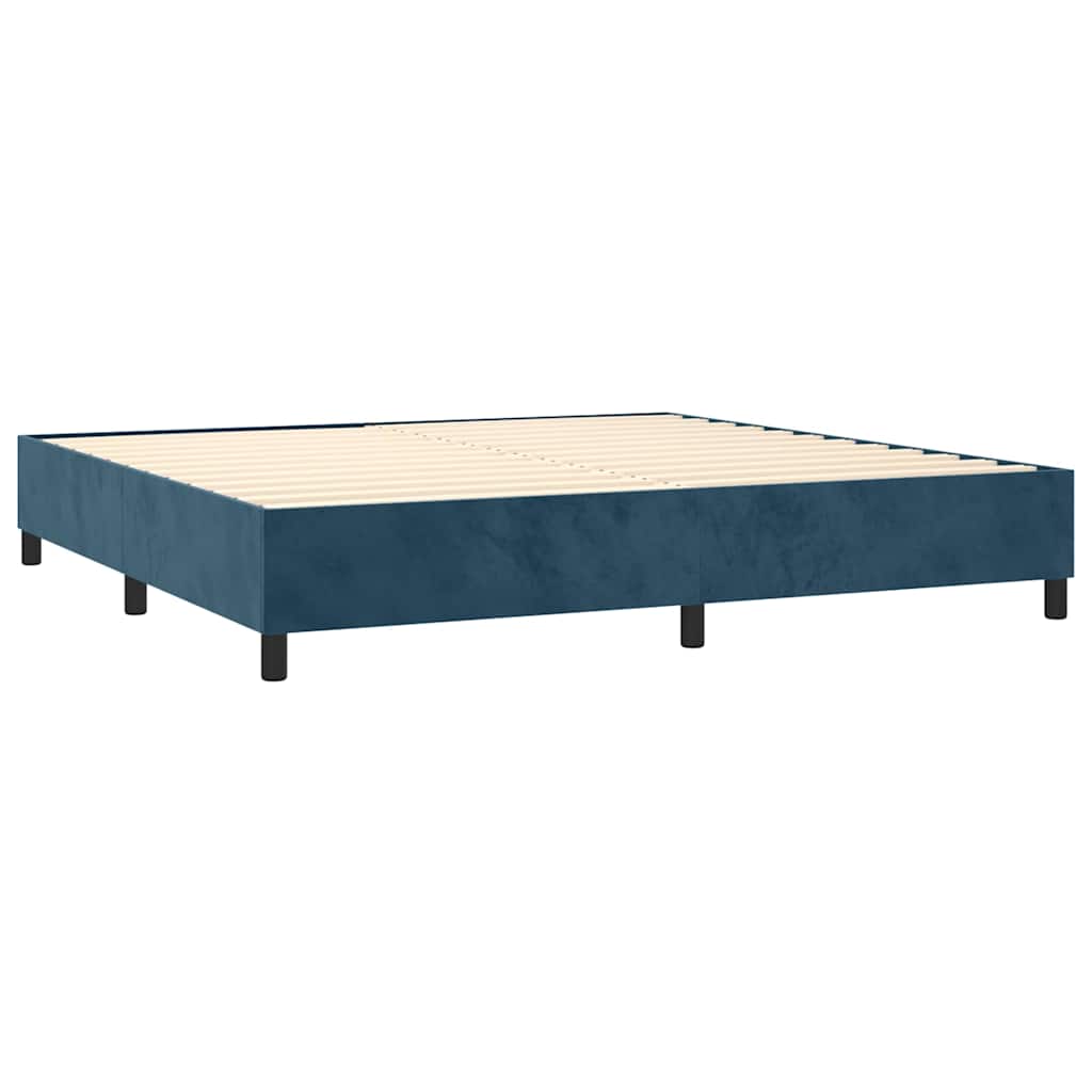 vidaXL Κρεβάτι Boxspring με Στρώμα Σκούρο Μπλε 90x190 εκ. Βελούδινο