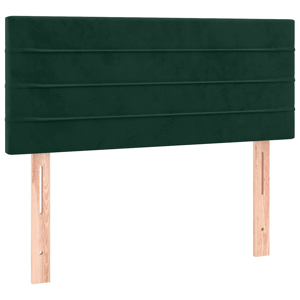 vidaXL Κρεβάτι Boxspring με Στρώμα Σκούρο Πράσινο 100x200εκ. Βελούδινο