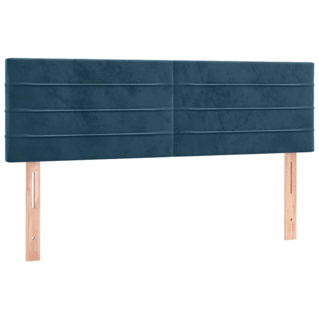 vidaXL Κρεβάτι Boxspring με Στρώμα Σκούρο Μπλε 140x200 εκ. Βελούδινο