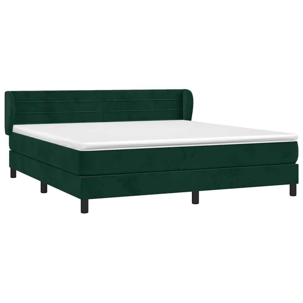 vidaXL Κρεβάτι Boxspring με Στρώμα Σκούρο Πράσινο 160x200εκ. Βελούδινο