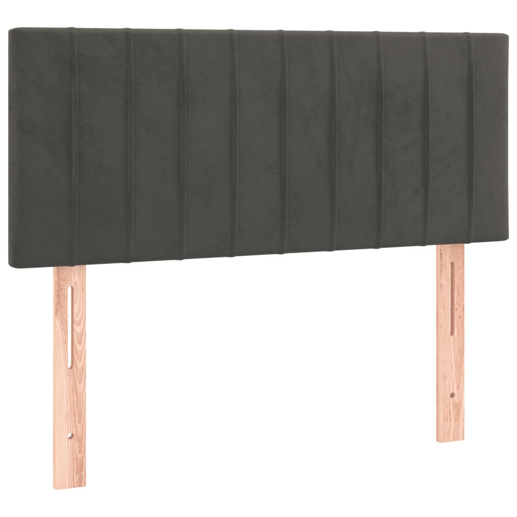 vidaXL Κρεβάτι Boxspring με Στρώμα Σκούρο Γκρι 90x190 εκ. Βελούδινο