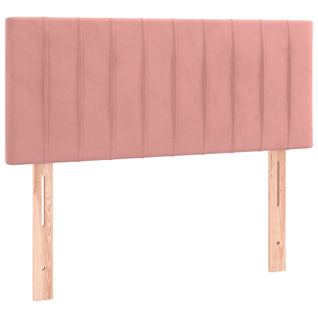vidaXL Κρεβάτι Boxspring με Στρώμα Ροζ 90x200 εκ. Βελούδινο