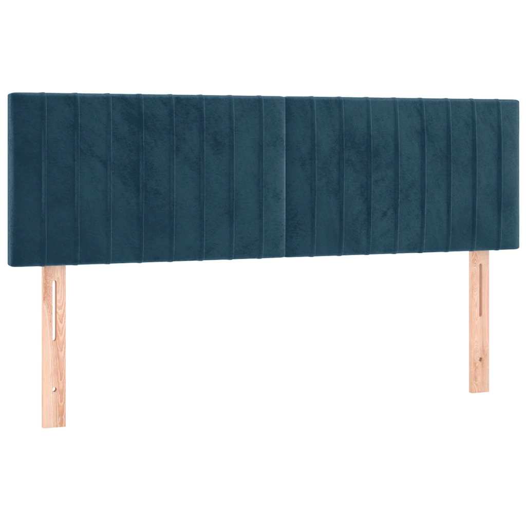 vidaXL Κρεβάτι Boxspring με Στρώμα Σκούρο Μπλε 140x200 εκ. Βελούδινο