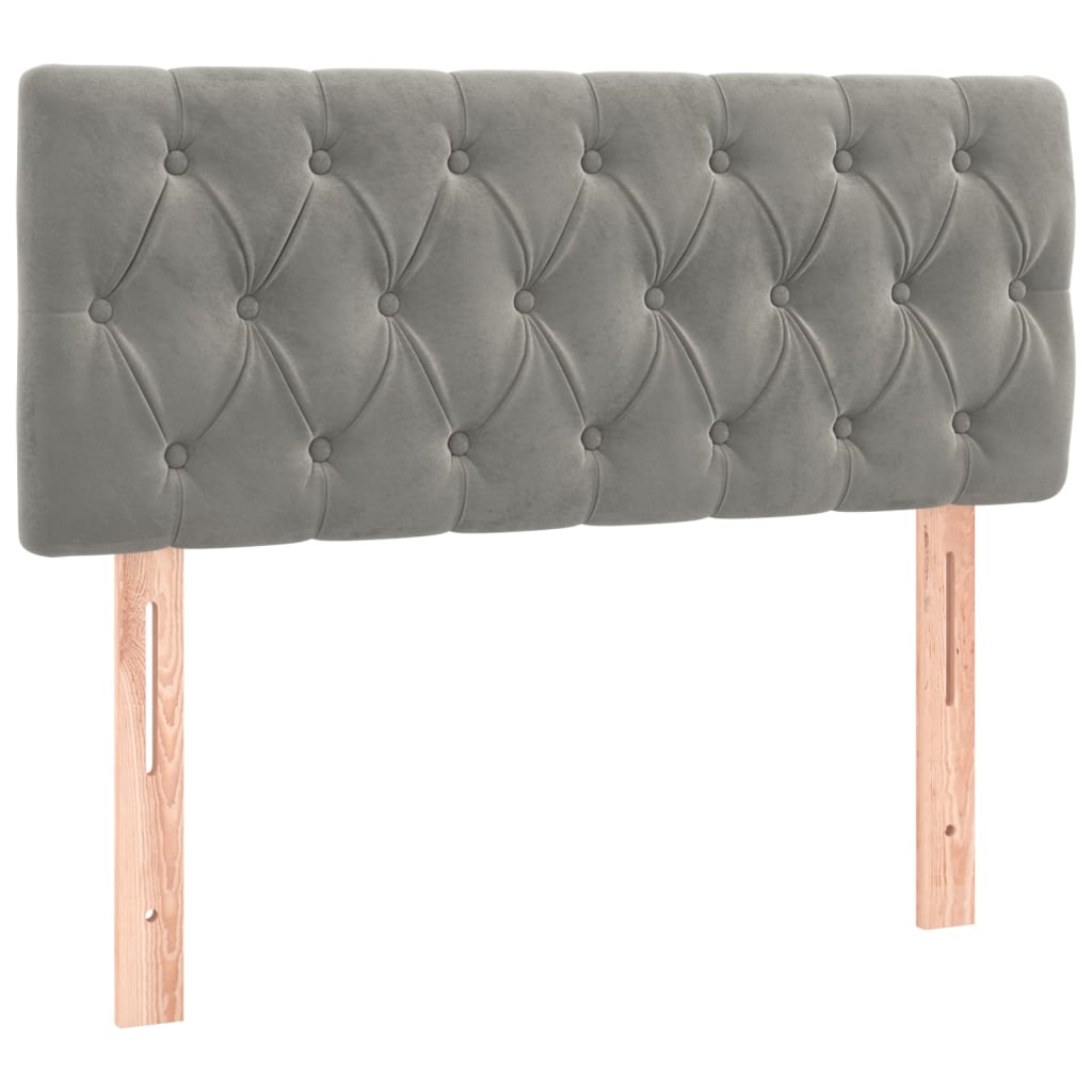 vidaXL Κρεβάτι Boxspring με Στρώμα Ανοιχτό Γκρι 90x200 εκ. Βελούδινο