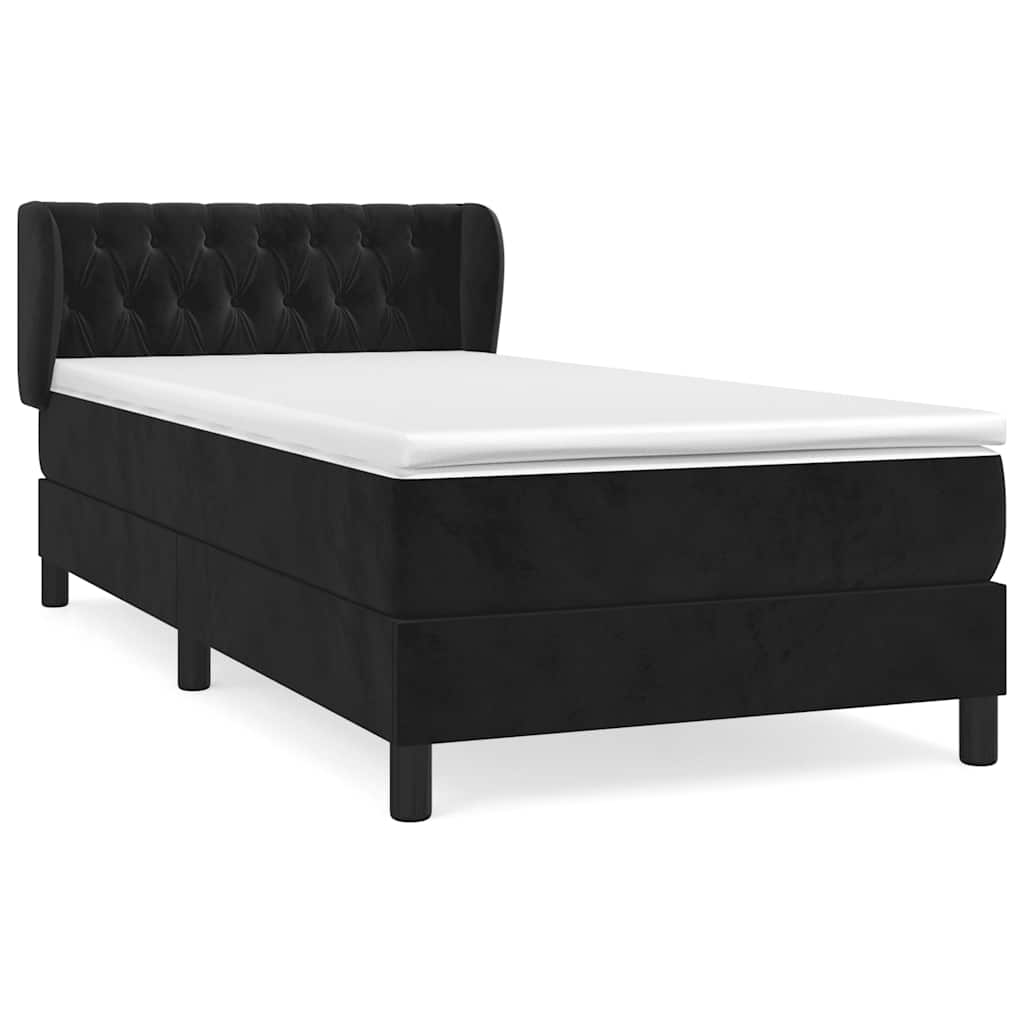 vidaXL Κρεβάτι Boxspring με Στρώμα Μαύρο 100x200 εκ. Βελούδινο