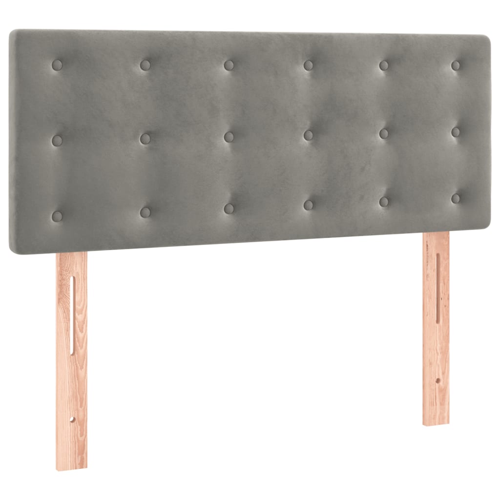 vidaXL Κρεβάτι Boxspring με Στρώμα Ανοιχτό Γκρι 90x190 εκ. Βελούδινο