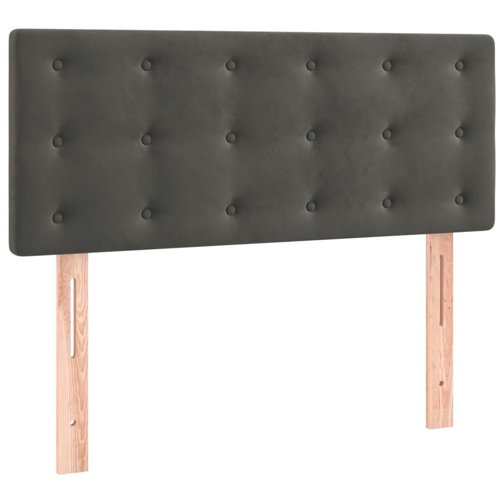 vidaXL Κρεβάτι Boxspring με Στρώμα Σκούρο Γκρι 90x200 εκ. Βελούδινο