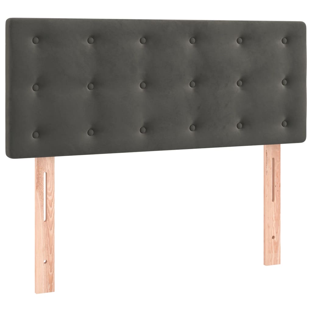 vidaXL Κρεβάτι Boxspring με Στρώμα Σκούρο Γκρι 100x200 εκ. Βελούδινο