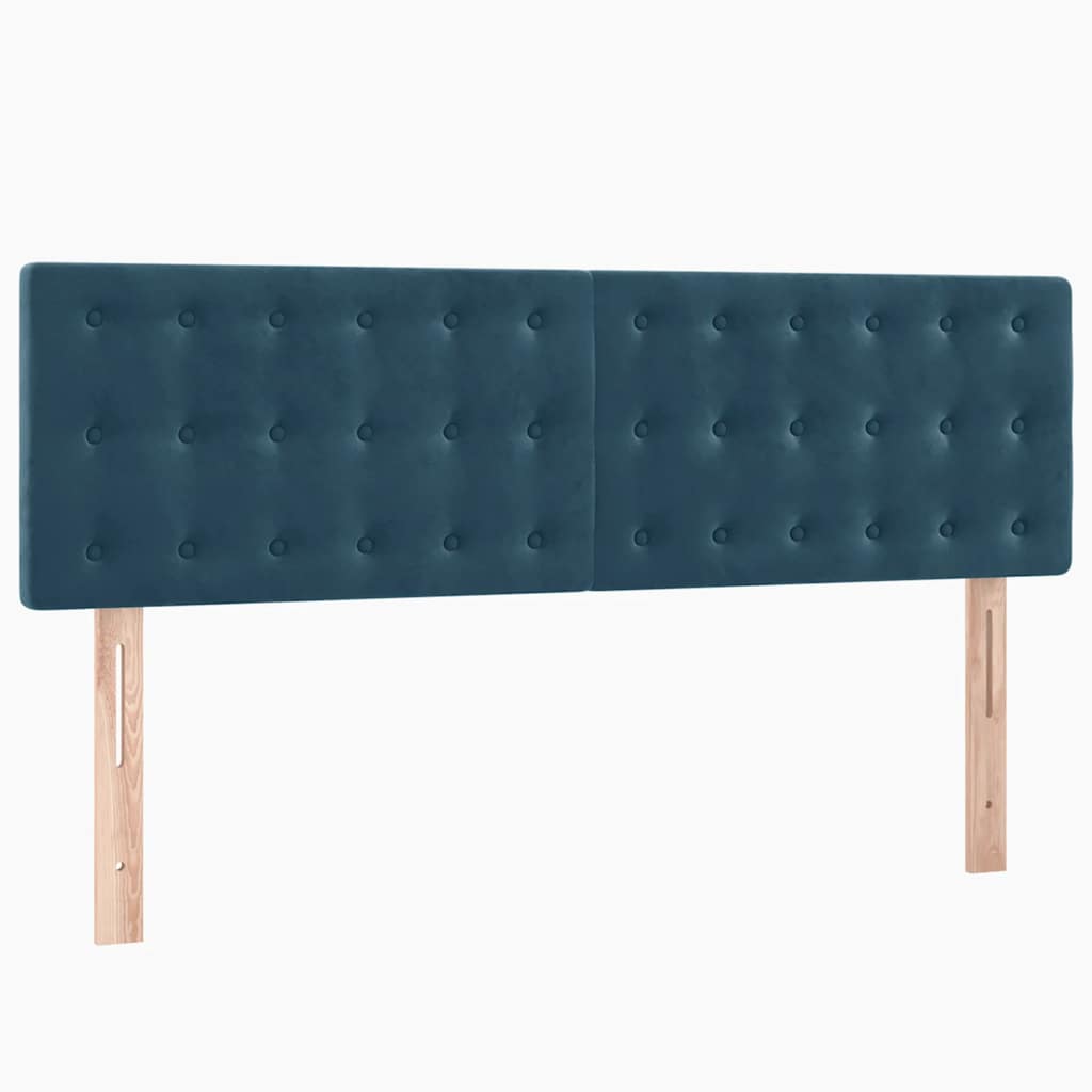 vidaXL Κρεβάτι Boxspring με Στρώμα Σκούρο Μπλε 140x190 εκ. Βελούδινο