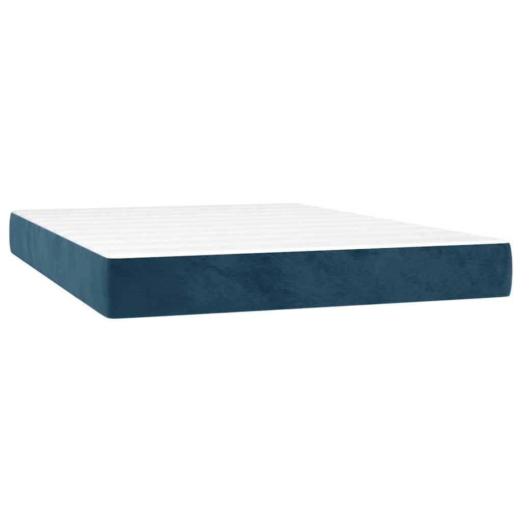 vidaXL Κρεβάτι Boxspring με Στρώμα Σκούρο Μπλε 140x200 εκ. Βελούδινο