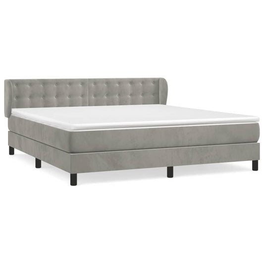 vidaXL Κρεβάτι Boxspring με Στρώμα Ανοιχτό Γκρι 160x200 εκ. Βελούδινο