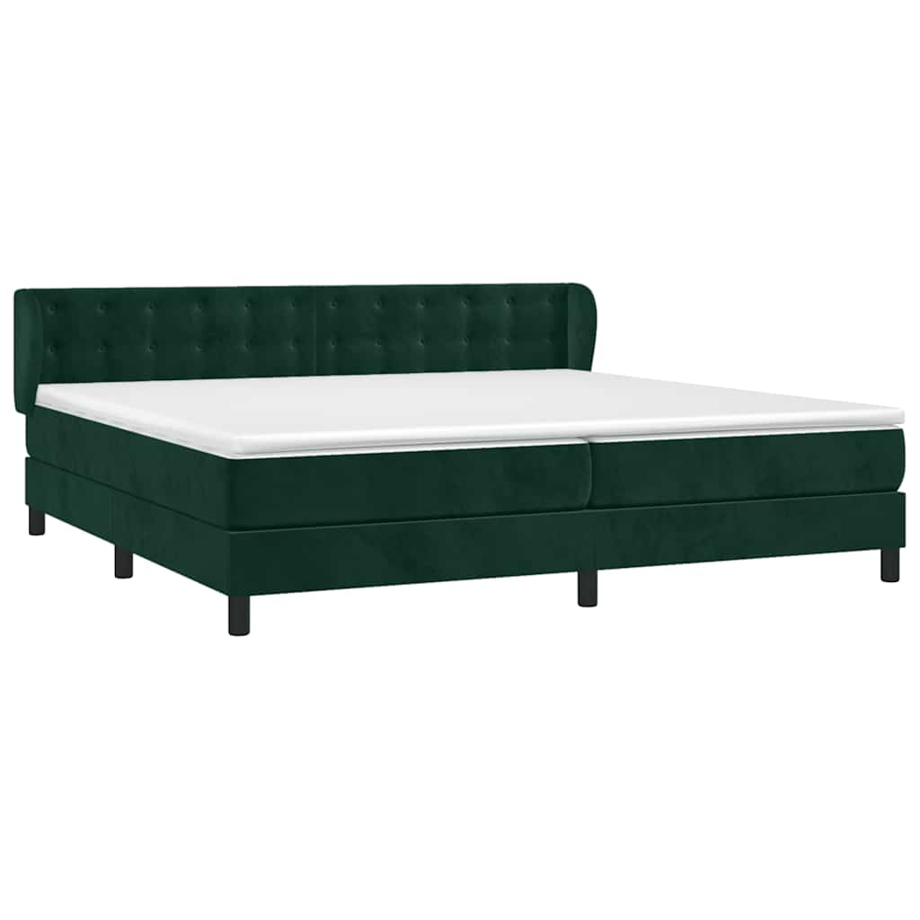 vidaXL Κρεβάτι Boxspring με Στρώμα Σκούρο Πράσινο 200x200εκ. Βελούδινο
