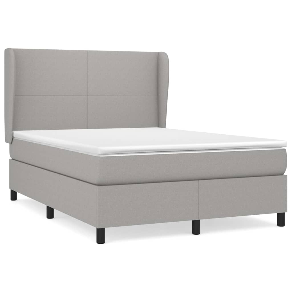 vidaXL Κρεβάτι Boxspring με Στρώμα Ανοιχτό Γκρι 140x190 εκ. Υφασμάτινο