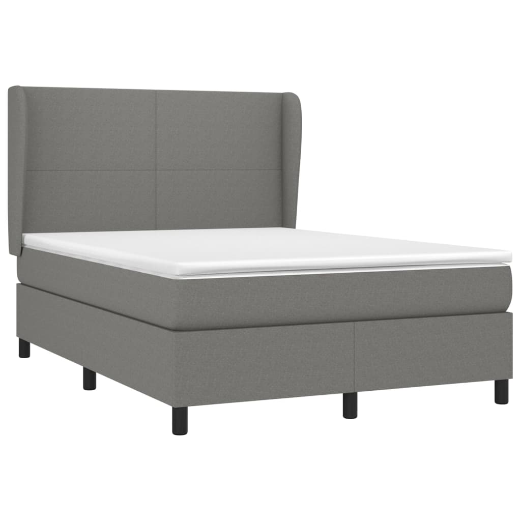 vidaXL Κρεβάτι Boxspring με Στρώμα Σκούρο Γκρι 140x190 εκ. Υφασμάτινο