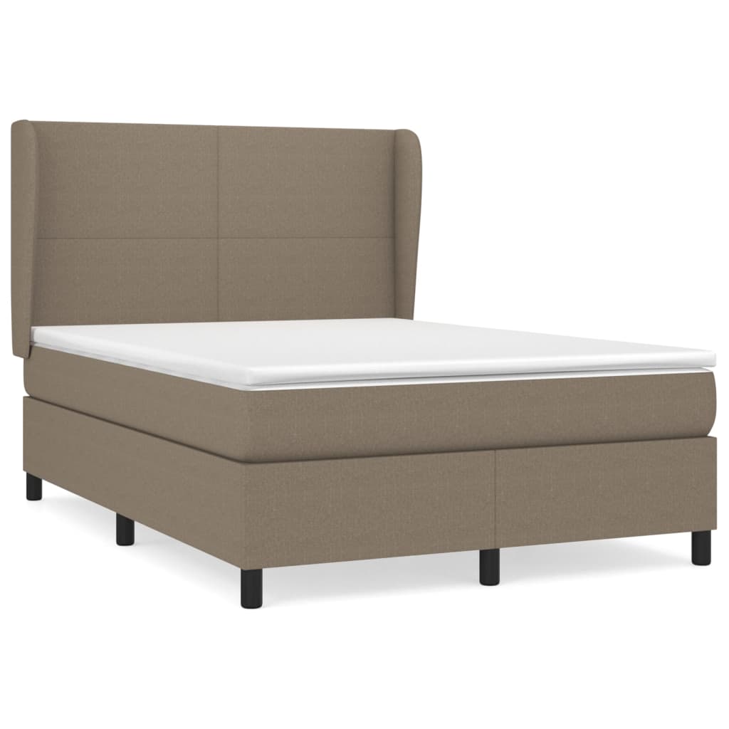 vidaXL Κρεβάτι Boxspring με Στρώμα Taupe 140x190 εκ. Υφασμάτινο