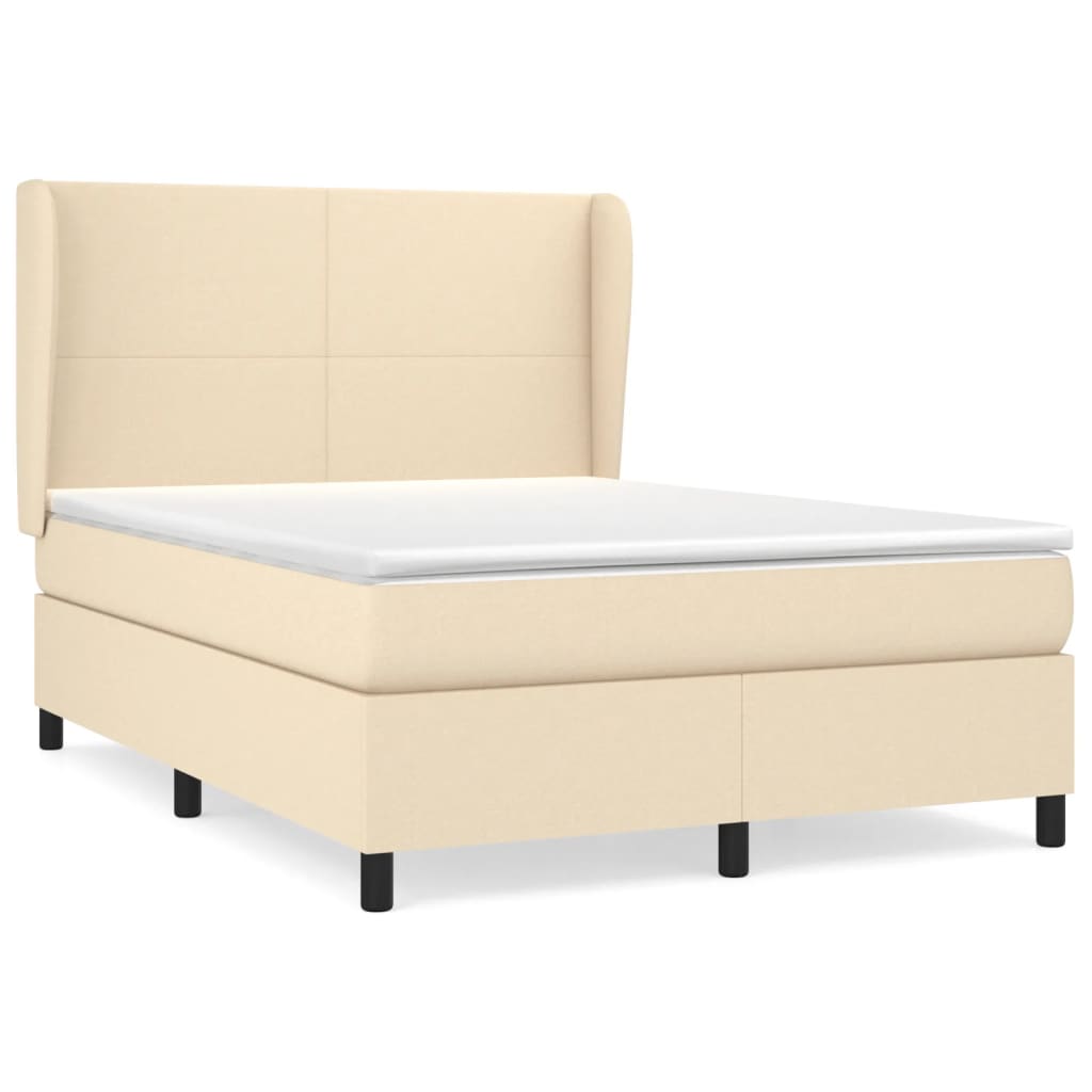vidaXL Κρεβάτι Boxspring με Στρώμα Κρεμ 140x190 εκ. Υφασμάτινο