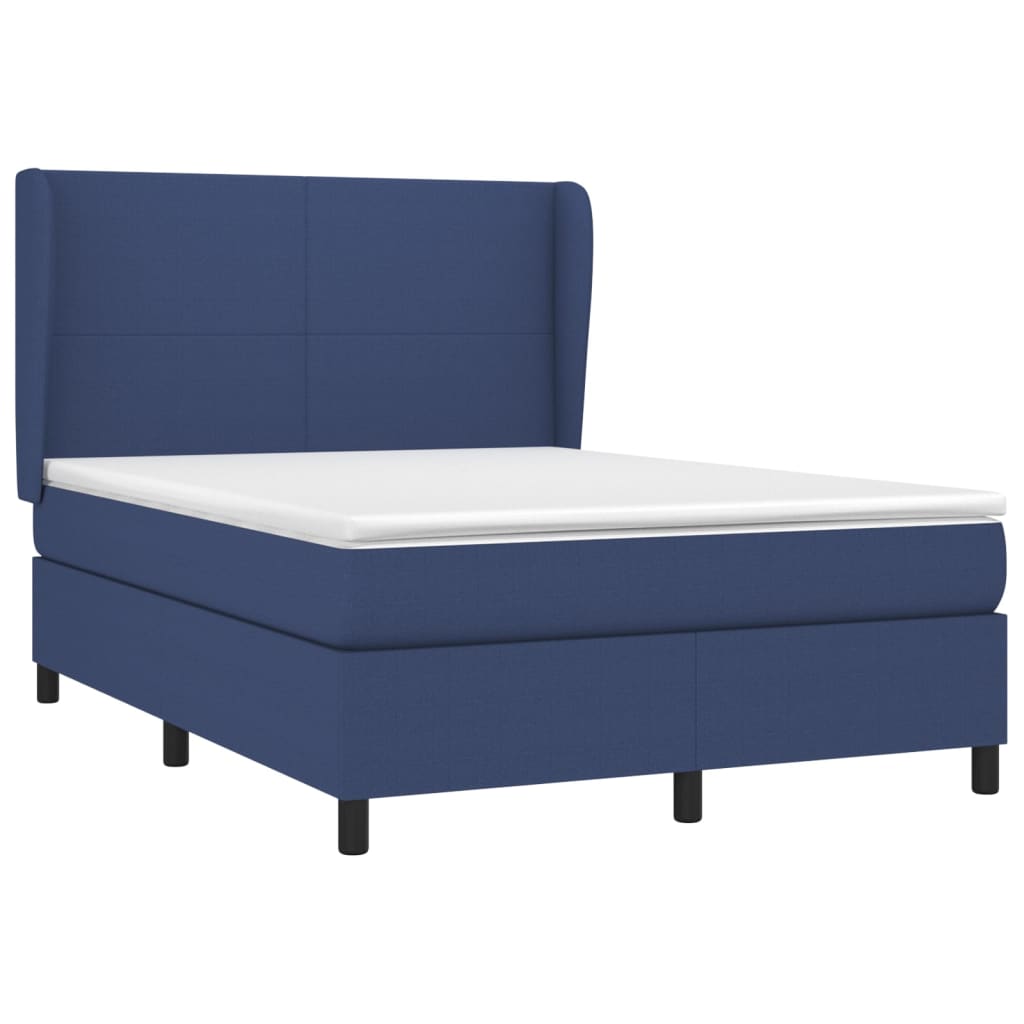 vidaXL Κρεβάτι Boxspring με Στρώμα Μπλε 140x190 εκ. Υφασμάτινο