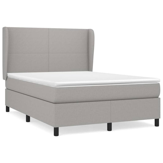 vidaXL Κρεβάτι Boxspring με Στρώμα Ανοιχτό Γκρι 140x200 εκ. Υφασμάτινο