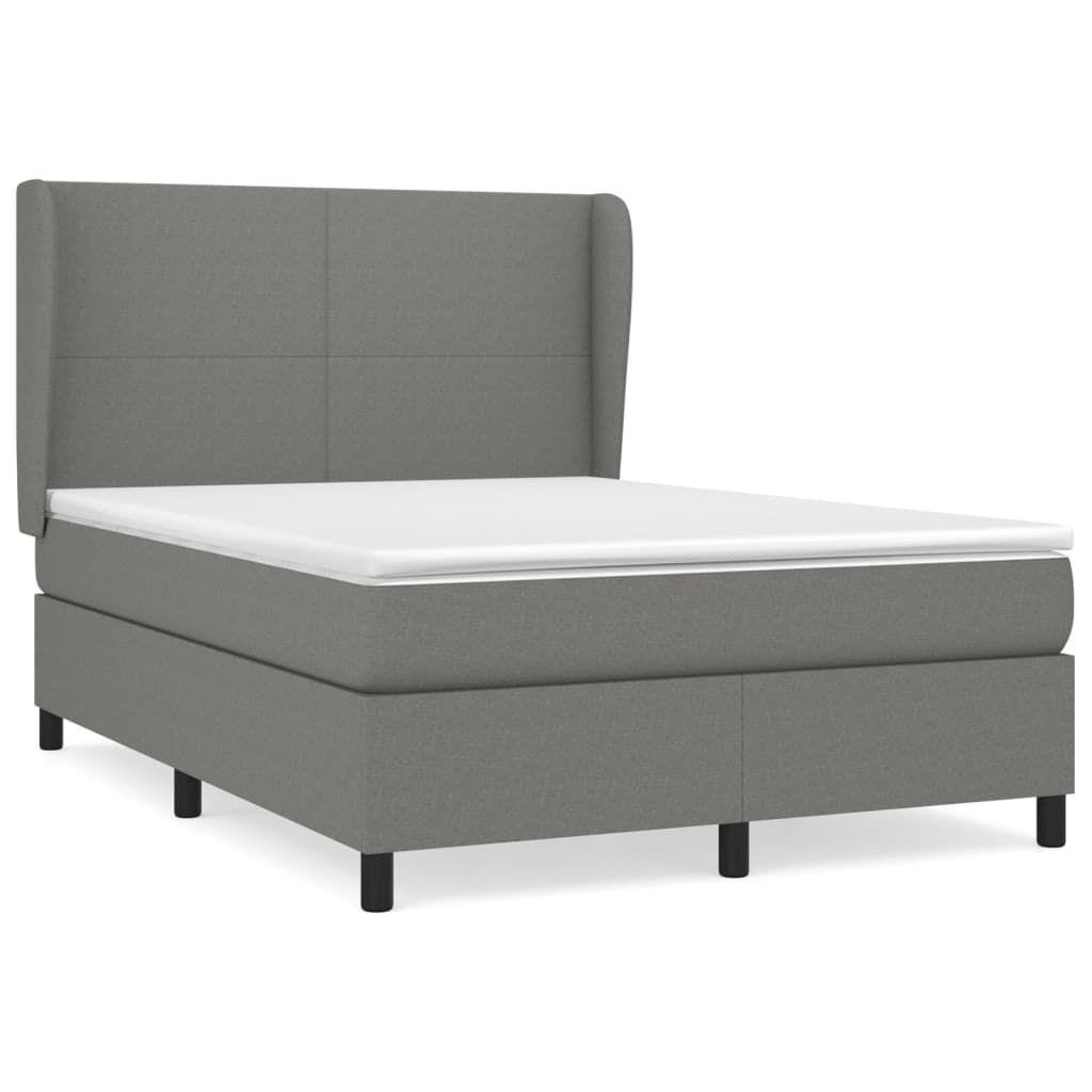 vidaXL Κρεβάτι Boxspring με Στρώμα Σκούρο Γκρι 140x200 εκ Υφασμάτινο