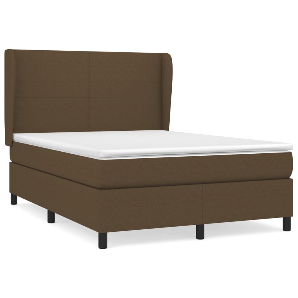 vidaXL Κρεβάτι Boxspring με Στρώμα Σκούρο Καφέ 140x200 εκ Υφασμάτινο