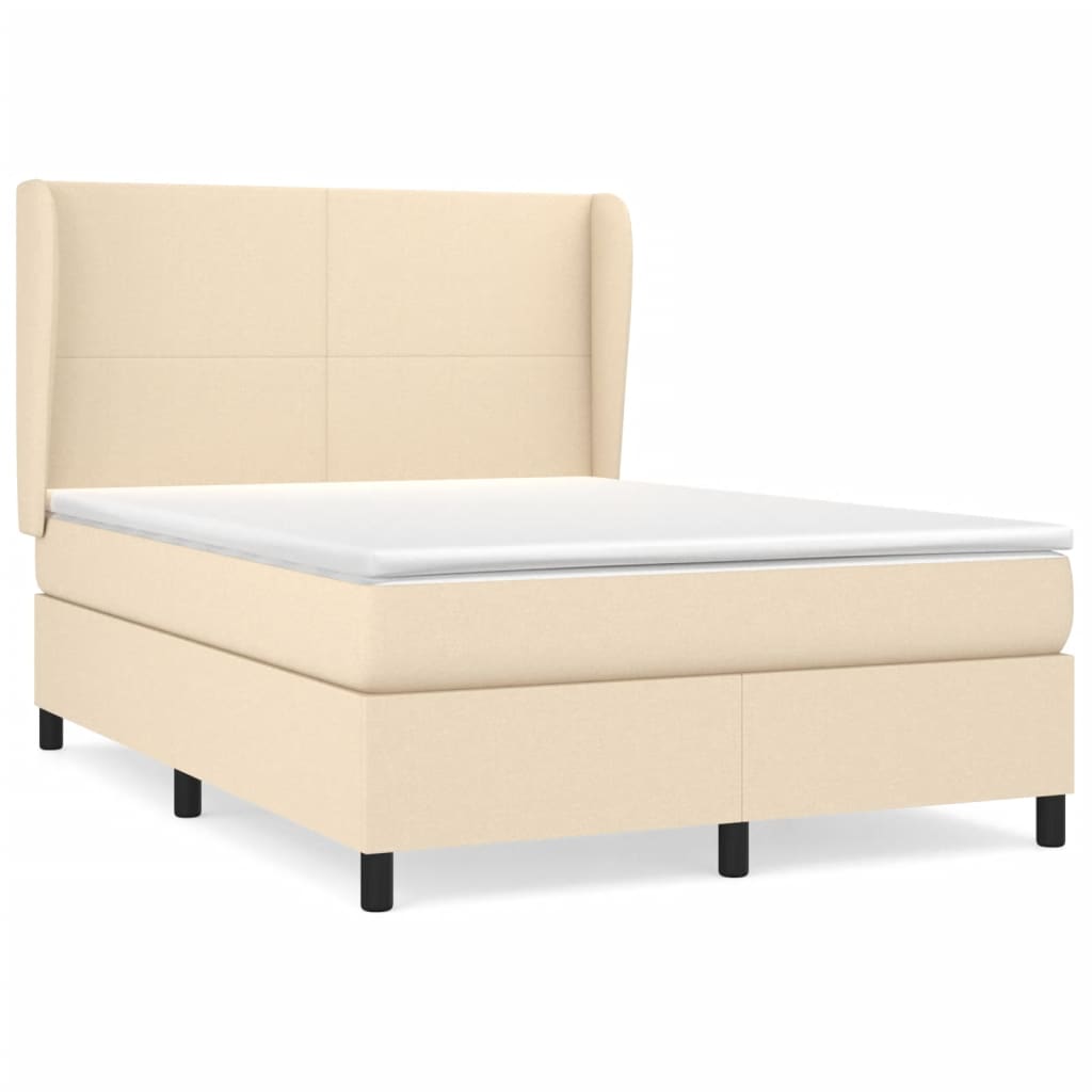 vidaXL Κρεβάτι Boxspring με Στρώμα Κρεμ 140x200 εκ. Υφασμάτινο